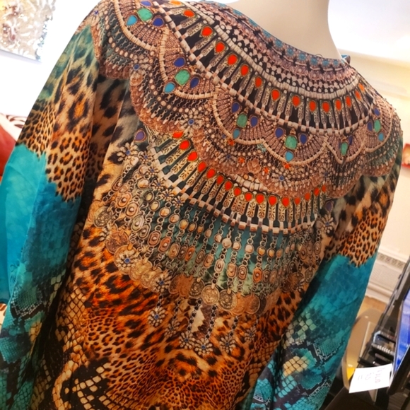 Jsquad by MANISH VAID Turq. Kaftan Cover-up New-M & L Avail. NWT - Picture 4 of 7